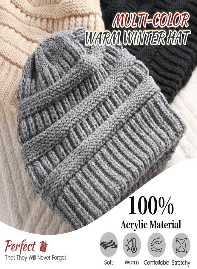 Ultrafun 3 Pack Satin Lined Beanie for Women, Slouchy Winter Hats with Silk Lined, Oversized Knit Warm Hat Skull Cap (Black, Beige, Grey) - Image 4